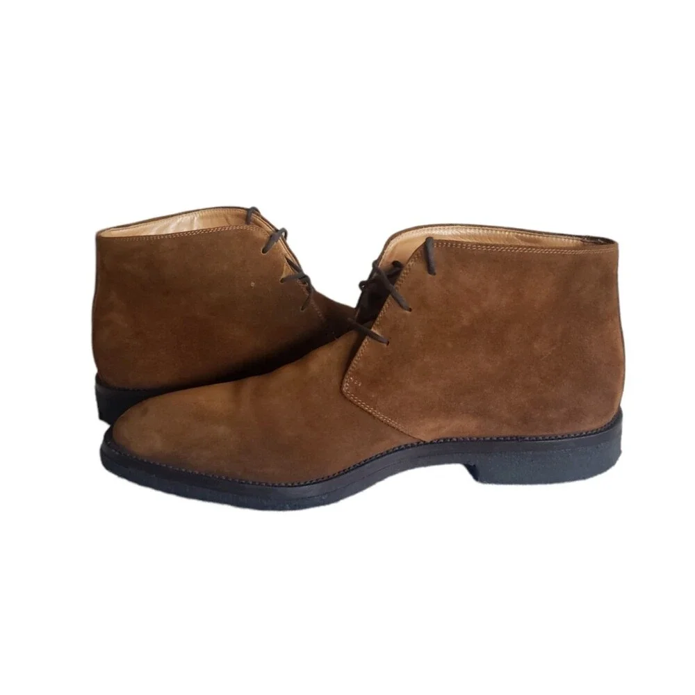 FACONNABLE Ankle Boots Chukka Boots Brown Suede ITALY Leather Men's Size 12